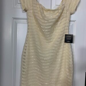 Lulus Magical Moonlight Ivory Sequin Mini Dress NWT Size Large
